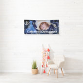 Blaues Foto Glitzer Schmetterling Quinceanera Banner (Insitu)