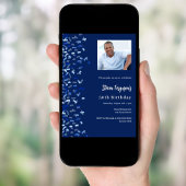 Blaues Foto Konfetti Einladung