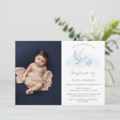 Blaues Foto mit einfacher Wasserfarbe Einladung (Stehend Vorderseite)