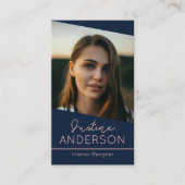 Blaues Foto - QR-Code beruflich Visitenkarte (Vorderseite)