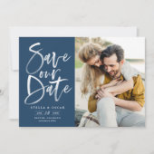 Blaues Foto Save The Date (Vorderseite)