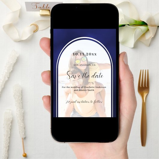 Blaues Foto Save The Date