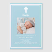 Blaues Foto Taufe Magneteinladung (Vorderseite)