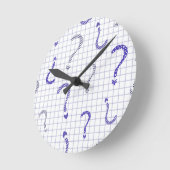 Blaues Fragezeichen nahtloses Muster Runde Wanduhr (Winkel)