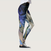 Blaues Fraktal abstrakt Leggings (Rechts)