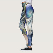 Blaues Fraktal abstrakt Leggings (Links)
