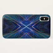 Blaues Fraktal-Feder-Design Case-Mate iPhone Hülle (Rückseite (Horizontal))