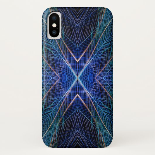 Blaues Fraktal-Feder-Design Case-Mate iPhone Hülle (Rückseite)