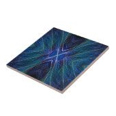 Blaues Fraktal-Feder-Design Fliese (Seite)