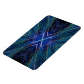 Blaues Fraktal Feder Design Magnet (Linke Seite)