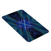Blaues Fraktal Feder Design Magnet (Rechte Seite)