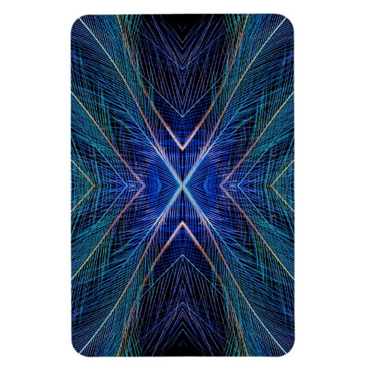 Blaues Fraktal Feder Design Magnet (Vertikal)