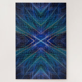 Blaues Fraktal Feder Design Puzzle (Vertikal)