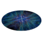 Blaues Fraktal Feder Design Schneidebrett (Ecke)