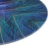 Blaues Fraktal Feder Design Schneidebrett (Ecke)