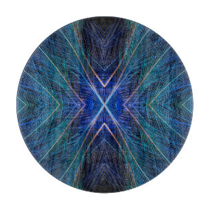 Blaues Fraktal Feder Design Schneidebrett