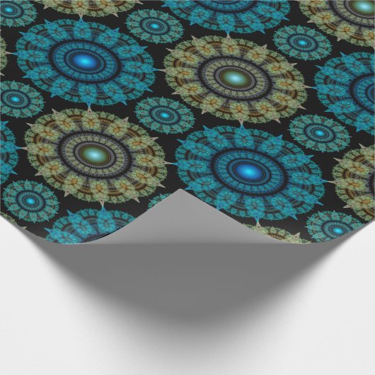 Blaues Fraktal Geschenkpapier (Ecke)