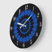 Blaues Fraktal Große Wanduhr (Winkel)