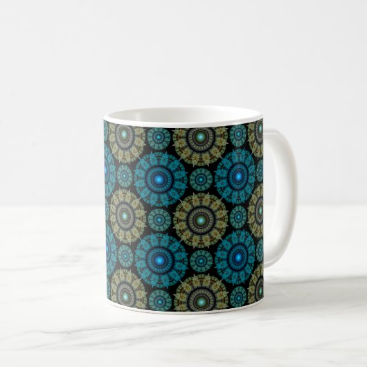 Blaues Fraktal Kaffeetasse (VorderseiteRechts)