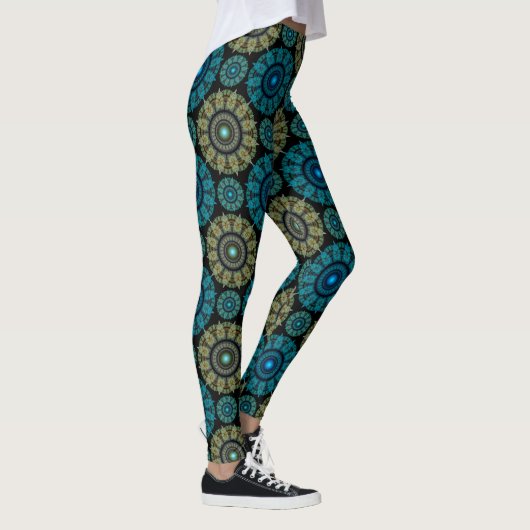Blaues Fraktal Leggings (Rechts)