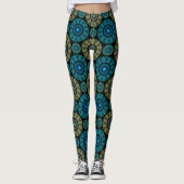 Blaues Fraktal  Leggings (Vorderseite)