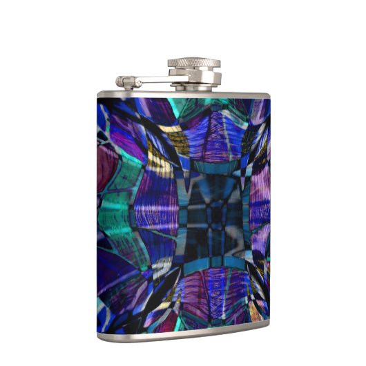 Blaues Fraktal-Muster Flachmann (Rechts)