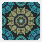 Blaues Fraktal Quadratischer Aufkleber (Vorderseite)