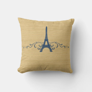 Blaues Französisch Blühend Pillow Kissen