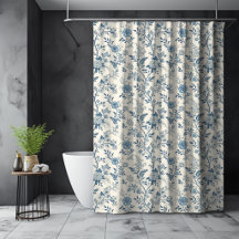 Blaues französisches Blumen-Toile-de-Jouy-Muster 