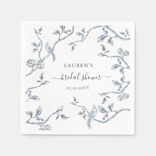 Blaues französisches Brautparty Serviette (Vorderseite)