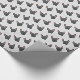 Blaues Französisches Bulldog-Wrapping Geschenkpapier