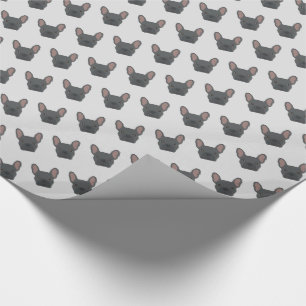 Blaues Französisches Bulldog-Wrapping Geschenkpapier