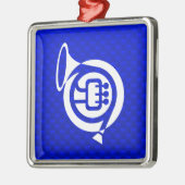 Blaues französisches Horn Ornament Aus Metall (Links)