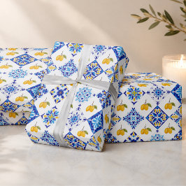 Blaues französisches Land-Limonen-Muster  Geschenkpapier