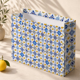 Blaues französisches Land-Limonen-Muster  Große Geschenktüte