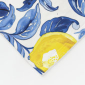 Blaues französisches Land-Limonen-Muster-Monogramm Fleecedecke (Ecke)