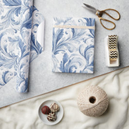 Blaues französisches Land-Toile-Muster  Geschenkpapier