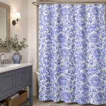 Blaues französisches Toile-Blumenmuster