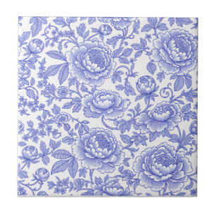 Blaues französisches Toile-Blumenmuster Fliese