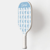Blaues französisches Toile-Blumenmuster Name Pickleball Schläger (Links)