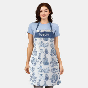 Blaues französisches Toile-Design für Hunde-Liebha Schürze