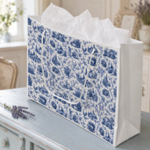 Blaues französisches Toile-Landmuster mit Rosen Zw
