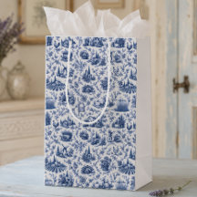 Blaues französisches Toile-Landmuster mit Rosen Zw