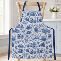 Blaues französisches Toile-Landmuster mit Rosen Zw