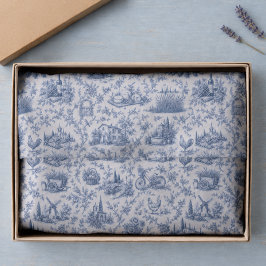 Blaues französisches Toile-Landmuster mit Rosen Zw Seidenpapier