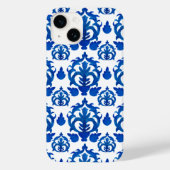 Blaues französisches Toile-Muster Case-Mate iPhone Hülle (Rückseite)