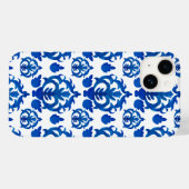 Blaues französisches Toile-Muster Case-Mate iPhone Hülle (Rückseite (Horizontal))