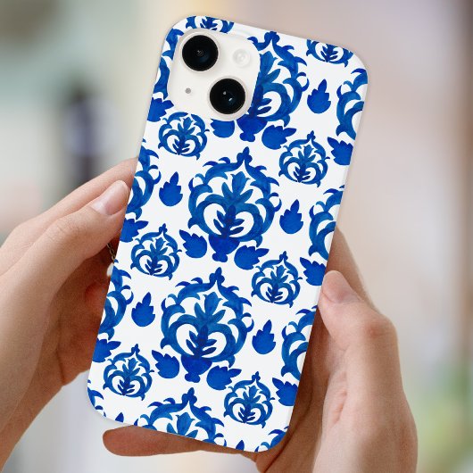 Blaues französisches Toile-Muster Case-Mate iPhone Hülle