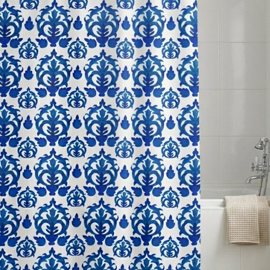 Blaues französisches Toile-Muster Duschvorhang