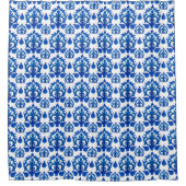 Blaues französisches Toile-Muster Duschvorhang (Vorderseite)